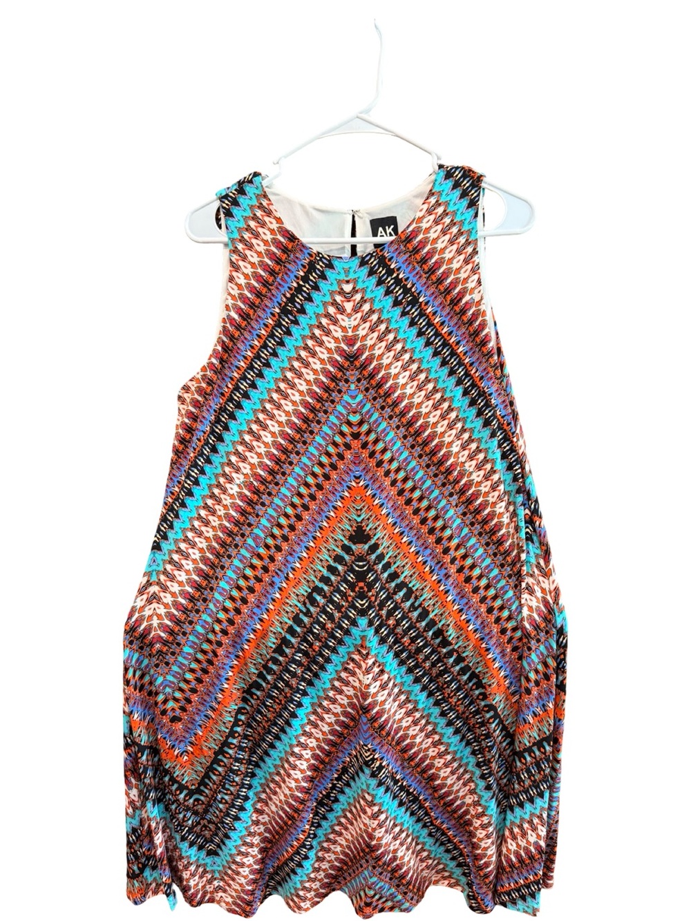 AK Anne Klein Multicolor Geometric Chevron Sleeveless A-Line Dress Size Large NW - Picture 5 of 10